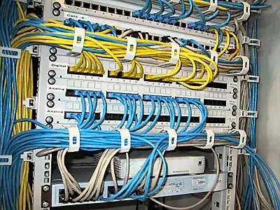Ethernet patch cables connecting a business network
