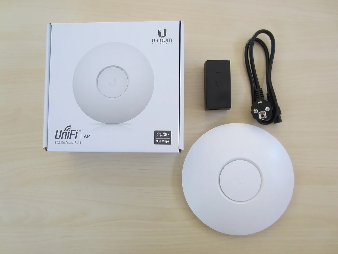A wireless access point with its network power adapter